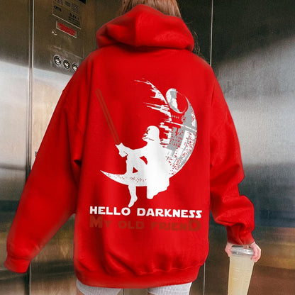 Hello Darkness My Old Friend Printed Back Unisex Cotton Hoodie