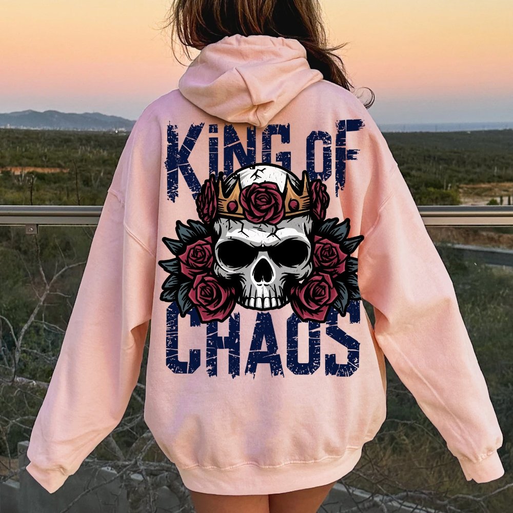 King Of Chaos Printed Back Cotton Hoodie