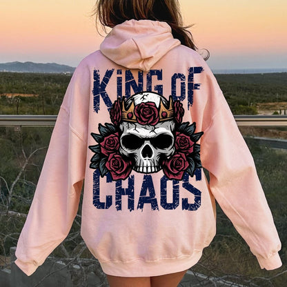 King Of Chaos Printed Back Cotton Hoodie