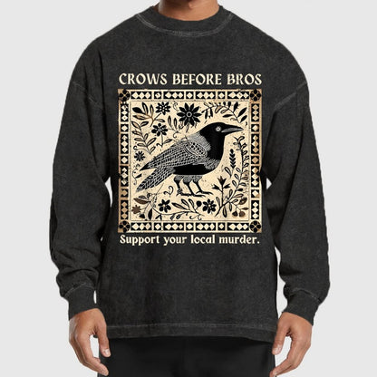 Crows Before Bros Washed Long Sleeve Tee