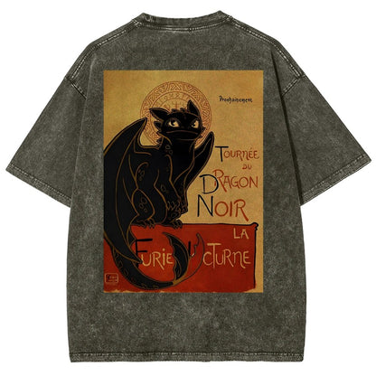 Le Dragon Noir Back Washed T-Shirt