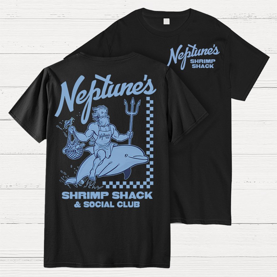 Neptune's Shrimp Shack Front And Back Printing Geek T-Shirt