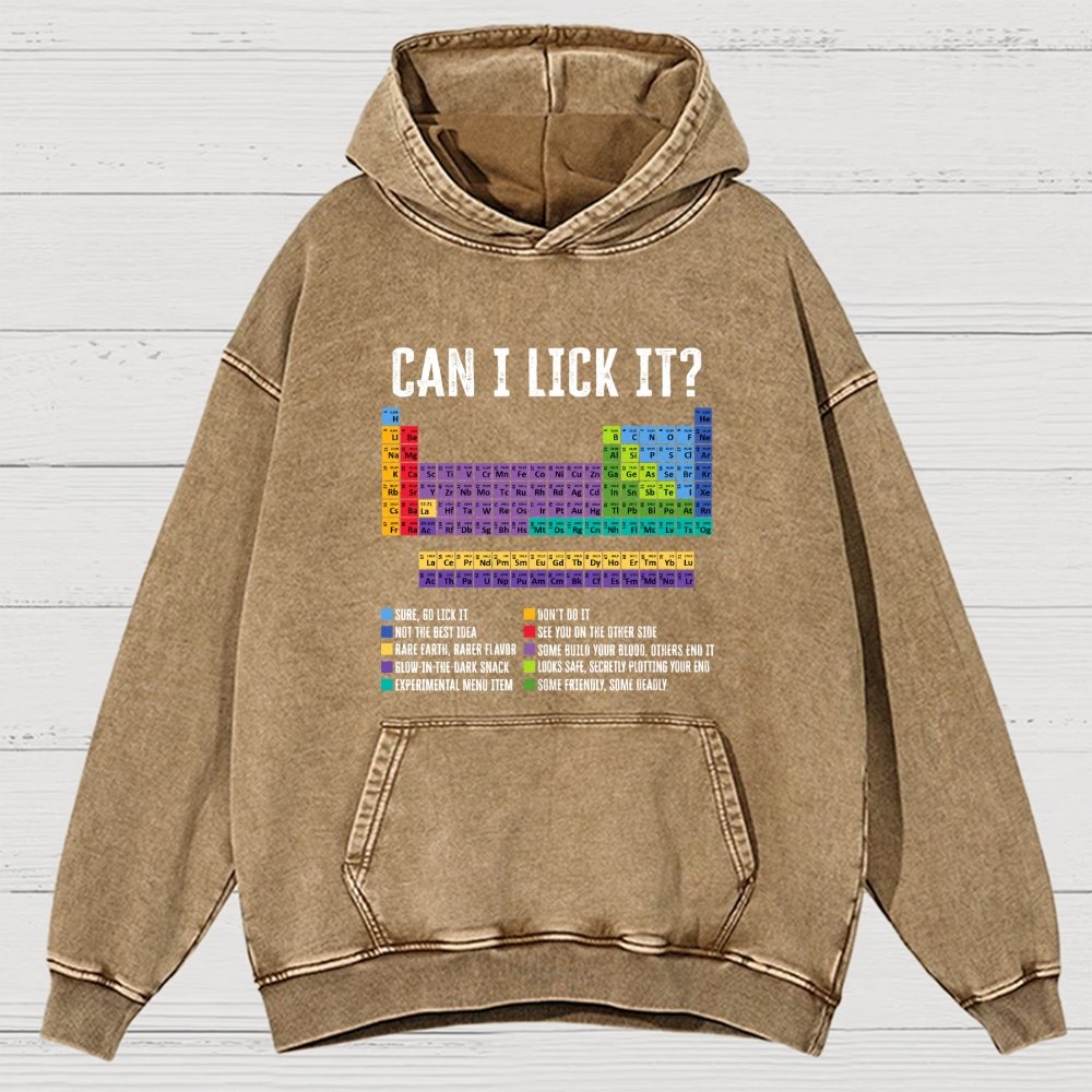 Can I Lick It Chemistry Teacher Science Day Vintage Distressed Hoodie