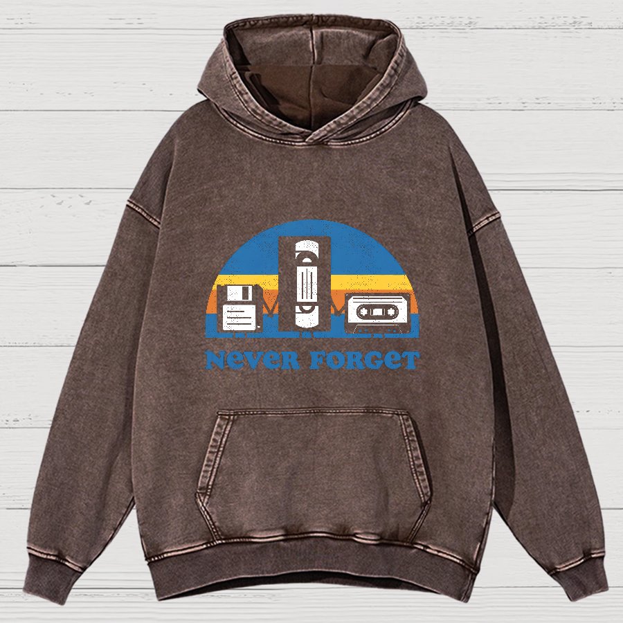 Never Forget Geeky Vintage Distressed Hoodie