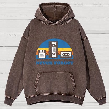 Never Forget Geeky Vintage Distressed Hoodie