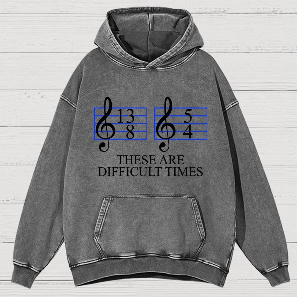 Music Difficult Times Vintage Distressed Hoodie
