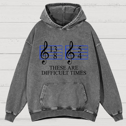 Music Difficult Times Vintage Distressed Hoodie
