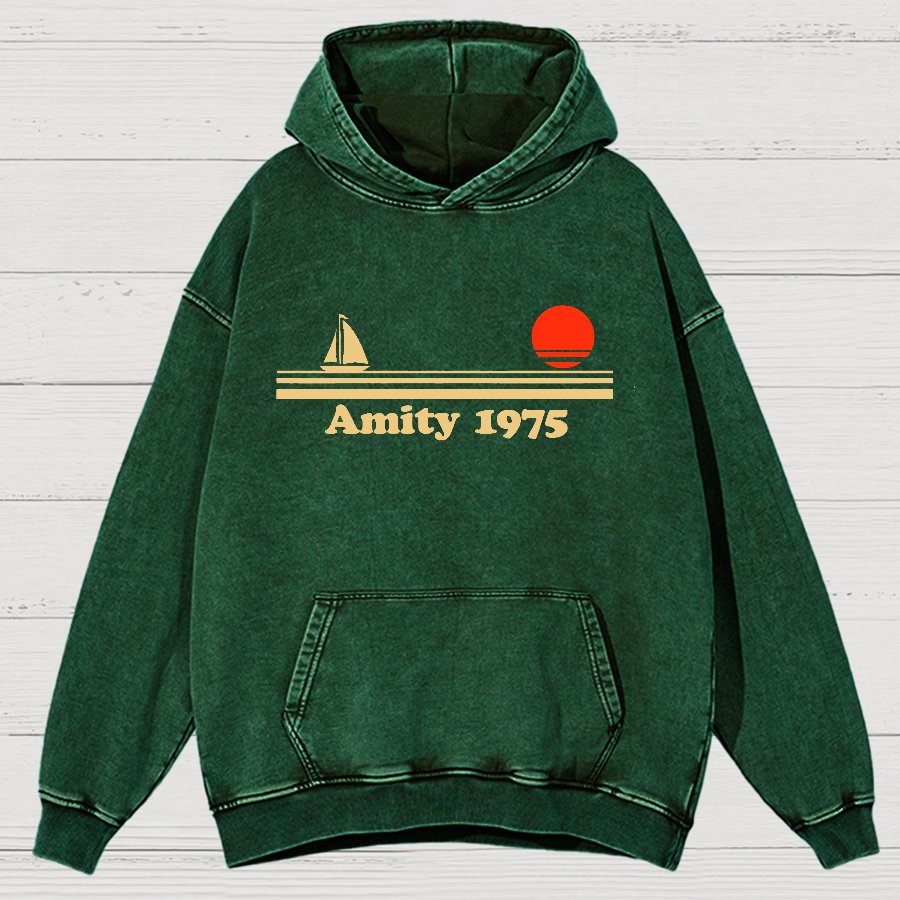 Seaside Town 1975 Vintage Distressed Hoodie