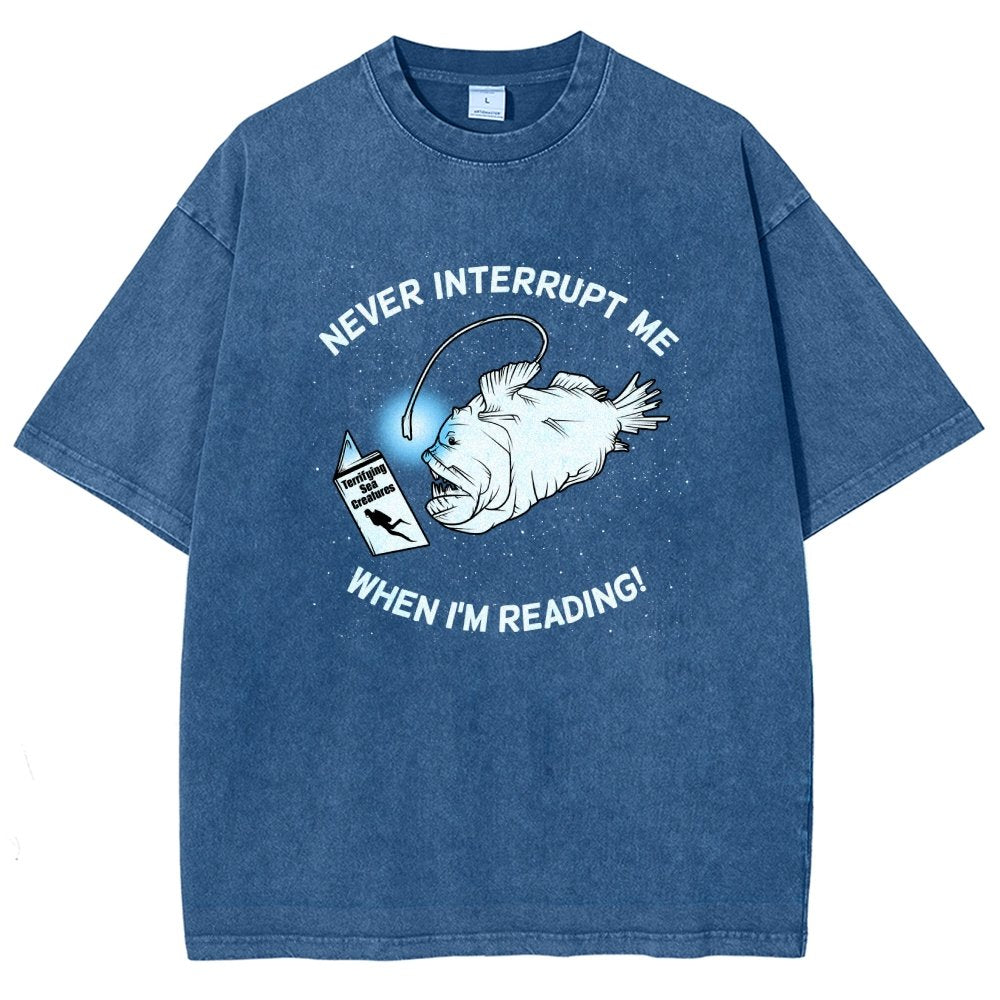 Angler Fish Reading Vintage Distressed T-shirt