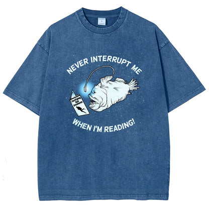 Angler Fish Reading Vintage Distressed T-shirt