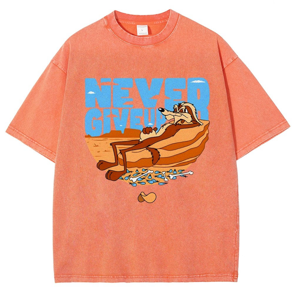 Never Give Up Vintage Distressed T-shirt