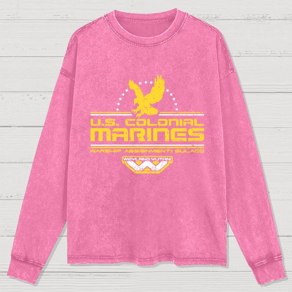 US Explorers Eagle Logo Washed Long Sleeve Tee