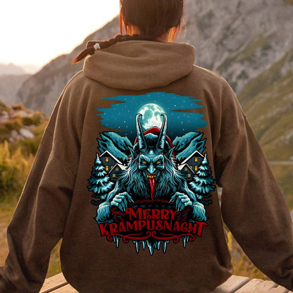 Merry Krampusnacht Printed Back Unisex Cotton Hoodie