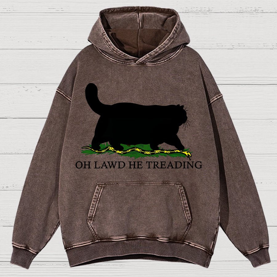 Oh Lawd He Treading Vintage Distressed Hoodie