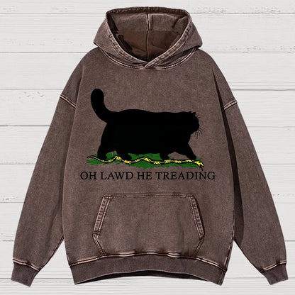 Oh Lawd He Treading Vintage Distressed Hoodie