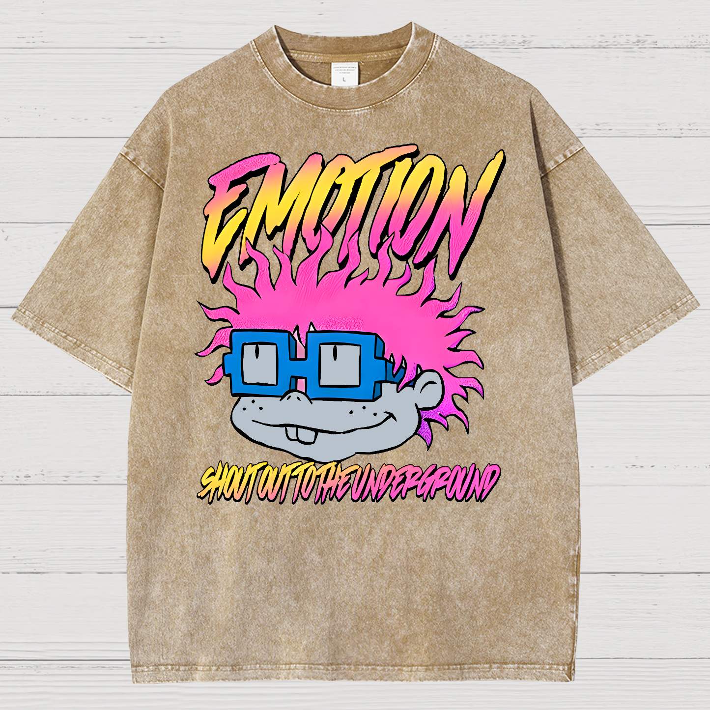 Cartoon Monster Graphic Print Vintage Distressed T-shirt