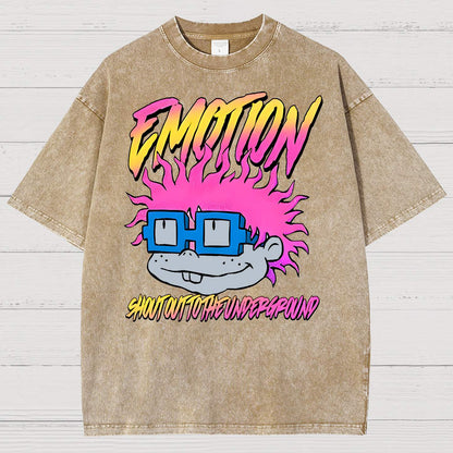 Cartoon Monster Graphic Print Vintage Distressed T-shirt