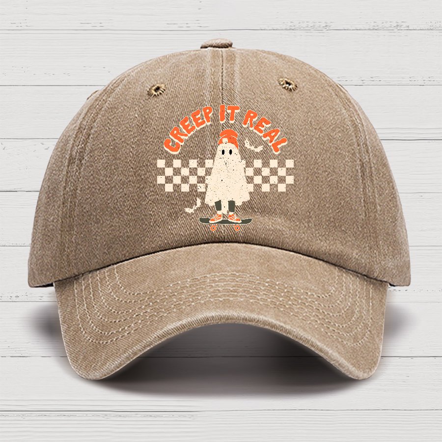 Creep it Real Vintage Ghost Halloween Cotton Hat