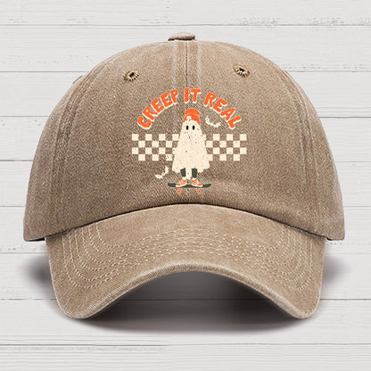 Creep it Real Vintage Ghost Halloween Cotton Hat