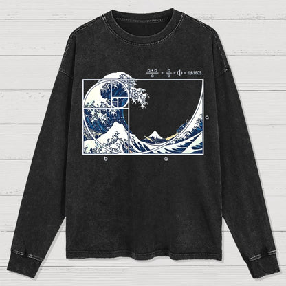 The Great Fibonacci Wave Science Geek Washed Long Sleeve Tee