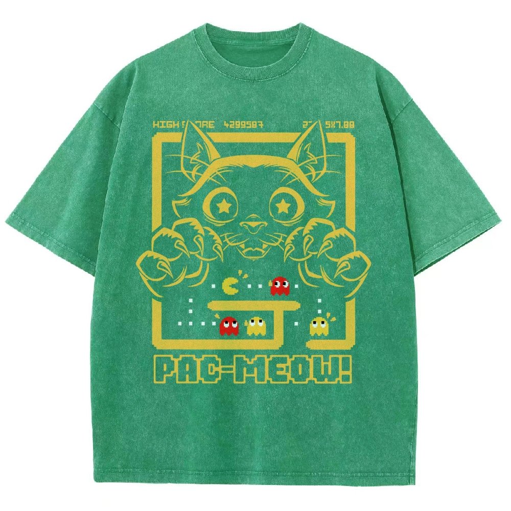Vintage Game Cat Attack Pac Meow Vintage Distressed T-shirt