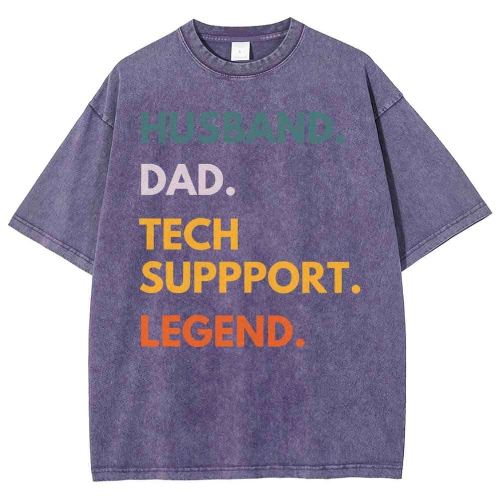 Husband Dad Tech Support Legend Funny It Father Essential Vintage Distressed T-shirt
