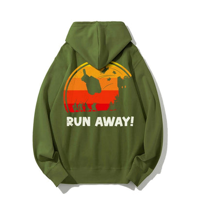 Run Away Printed Back Unisex Cotton Hoodie