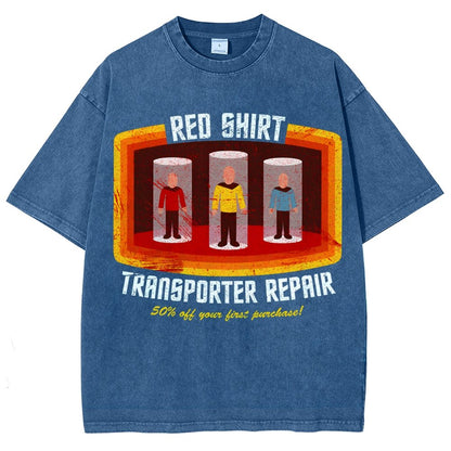 Red Shirt Spacecraft Repair Vintage Distressed T-shirt