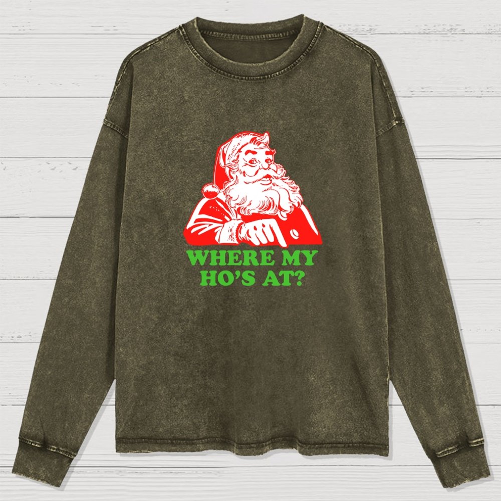 Ho Ho Ho Christmas Washed Long Sleeve Tee