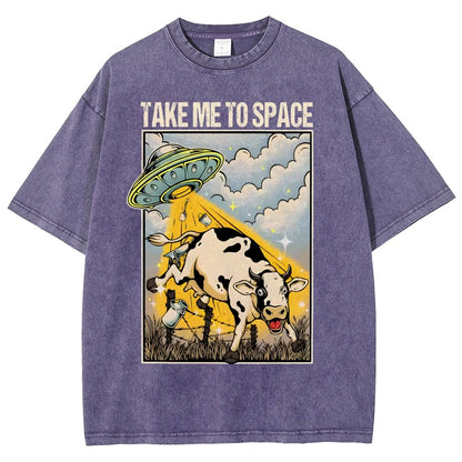 Take Me to Space - Alien Cow Abduction Vintage Distressed T-shirt