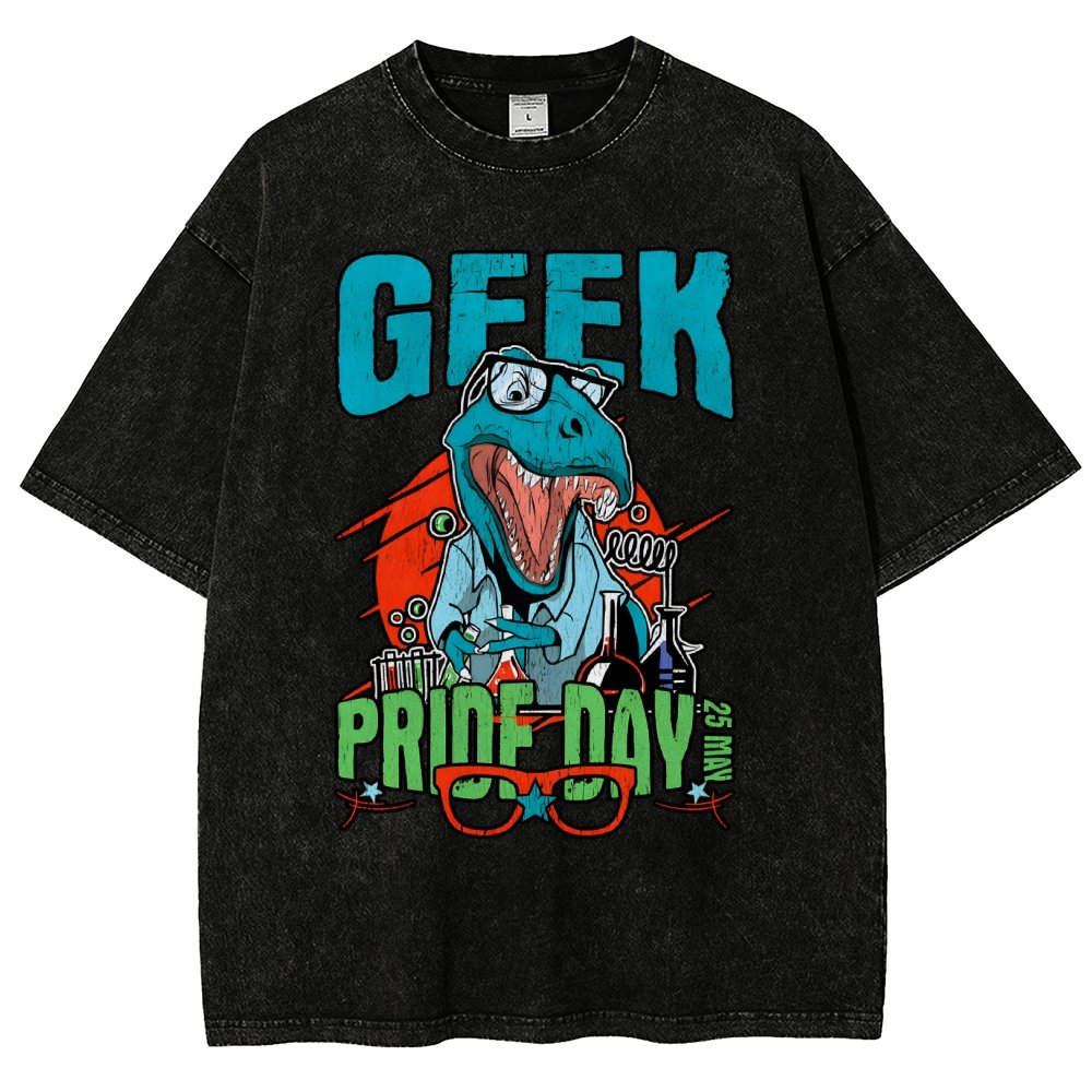 Geek Pride Day Dinosaur Rex Vintage Distressed T-shirt