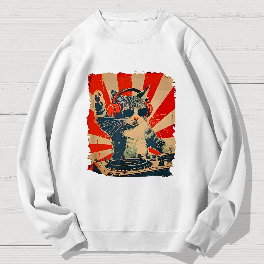 Rock Cat Geek Cotton Sweatshirt
