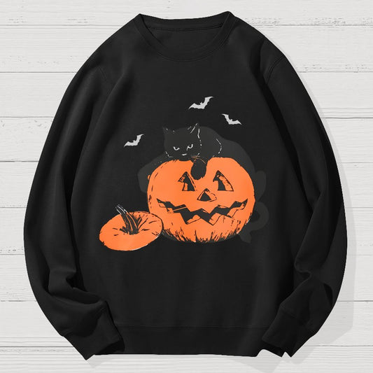 Black Cat Halloween Geek Cotton Sweatshirt