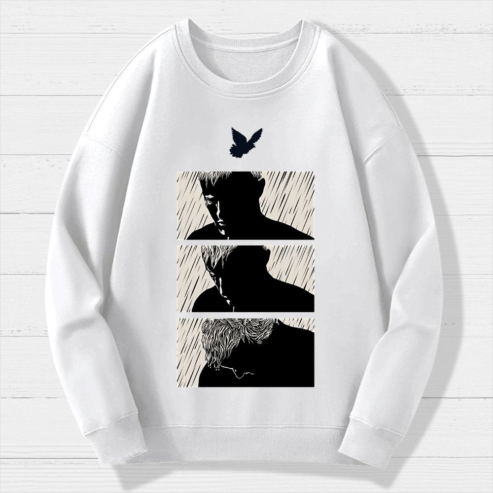 Ending White Geek Cotton Sweatshirt