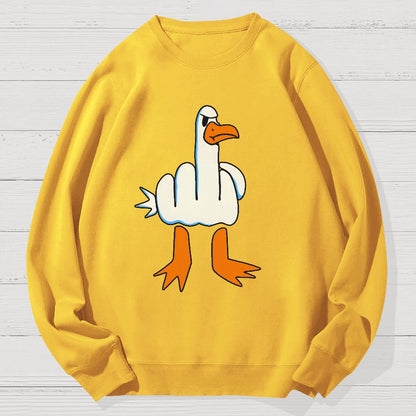 Rude Seagull Design Funny Geek Cotton Sweatshirt