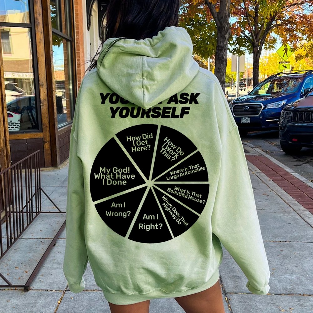 You May Ask Yourself Printed Back Cotton Hoodie