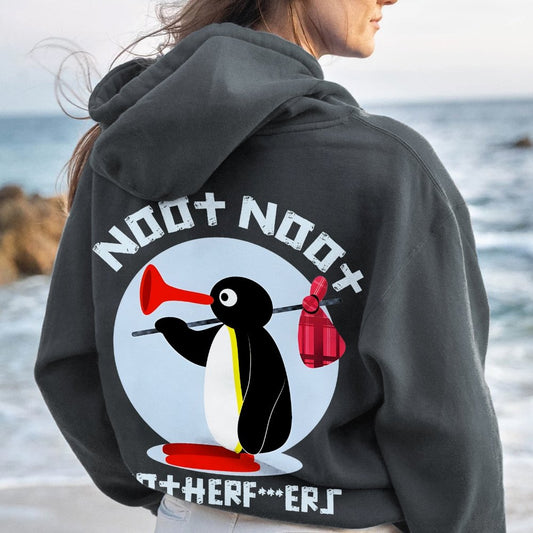 NOOT NOOT MOTHERF***ERS Printed Back Unisex Cotton Hoodie