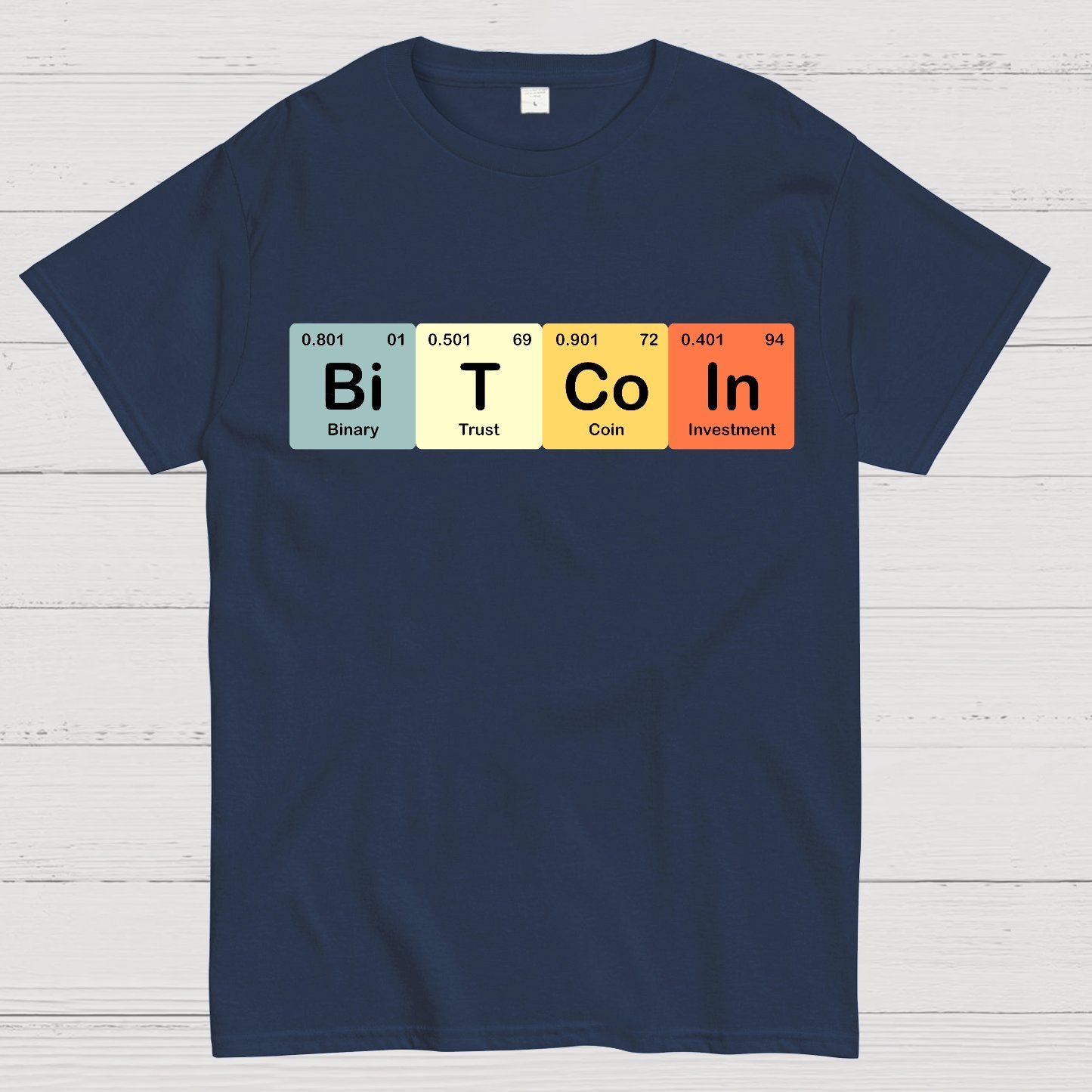 Bitcoin Periodic Table Cryptocurrency BTC Funny Vintage Geek T-Shirt