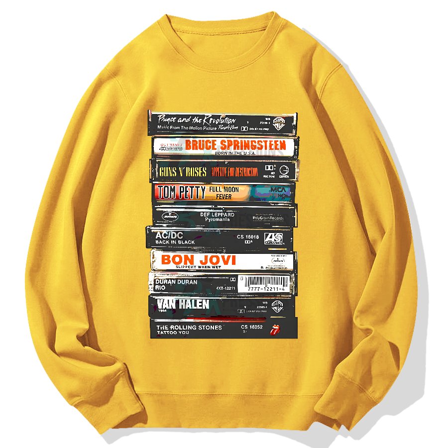 Vintage Rock Cassettes Geek Cotton Sweatshirt