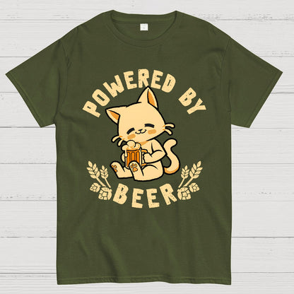 Powered By Beer Cat Geek T-Shirt