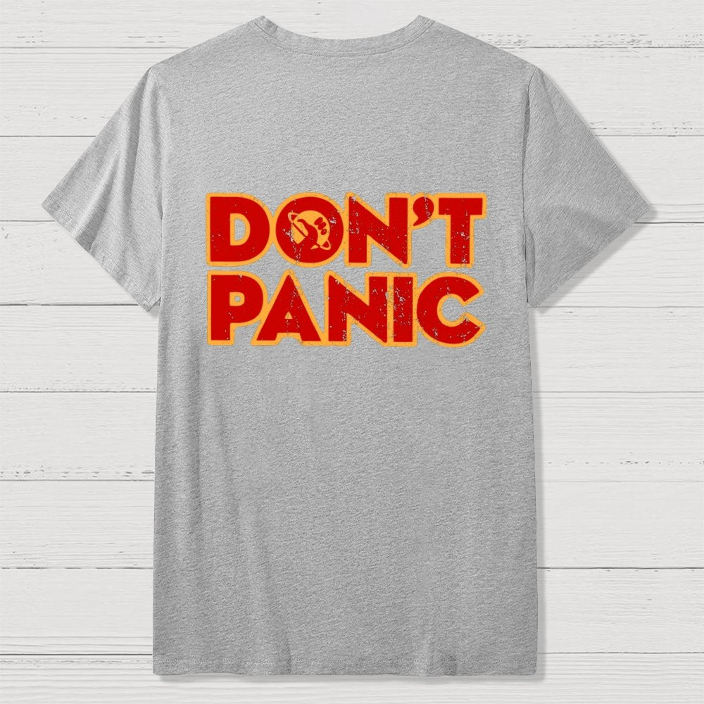 Dont Panic Vintage Distressed Front And Back Printing Geek T-Shirt
