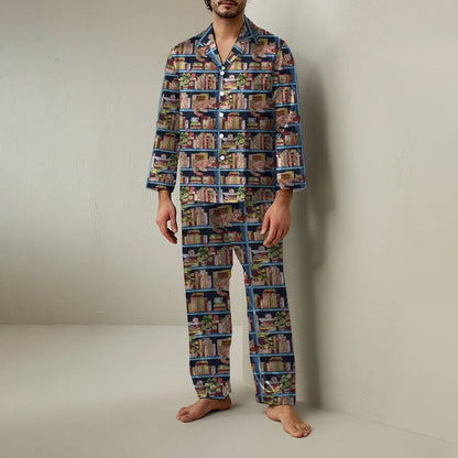 Cat Art Pattern Geek Long Sleeve Pajama Set