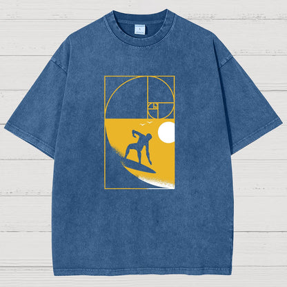 Golden Spiral Wave Geek Vintage Distressed T-shirt