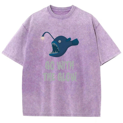 Go With The Glow Anglerfish Pun Vintage Distressed T-shirt