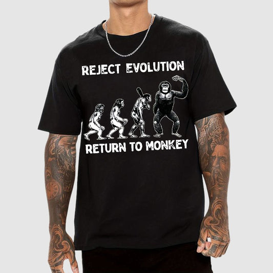 Reject Evolution  Return To Monkey Funny Geek T-Shirt