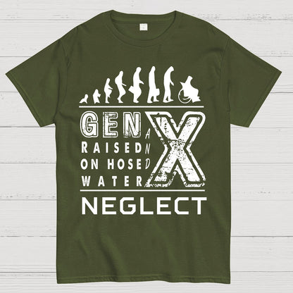 GEN X Raised on Hose Water and Neglect X Generation Retro Nostalgia Geek T-Shirt