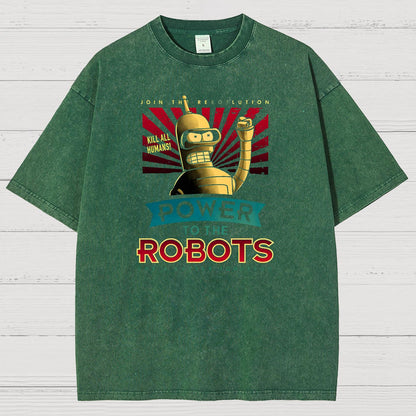 Power To The Robots Vintage Distressed T-shirt