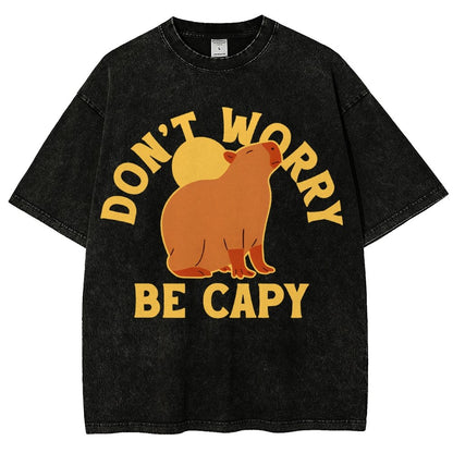 Don't Worry Be Capy Vintage Distressed T-shirt