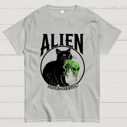 Black Cat Eating Alien Geek T-Shirt