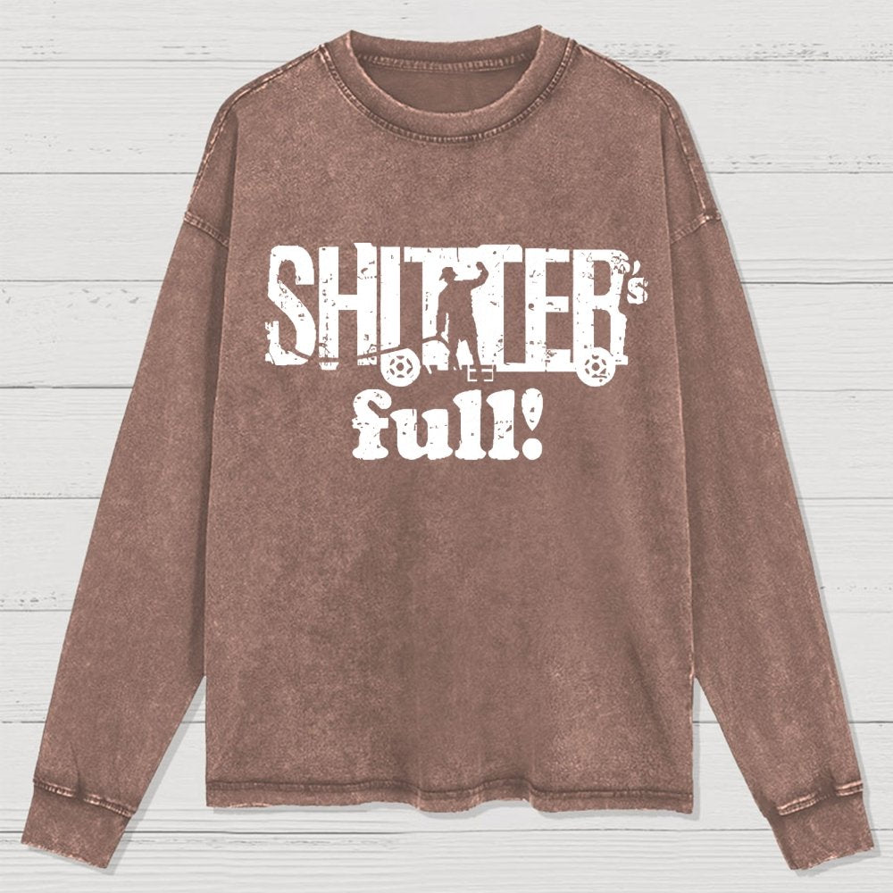 Shitter's Full! Christmas Humor Washed Long Sleeve Tee